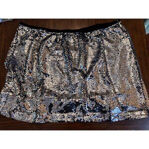 NWT J. Crew Collection Ltd. Edition Silver Sequined Mini Skirt w/Black Lining XL